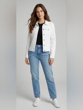 GUESS Women’s White Denim Jacket - Classic Button-Front